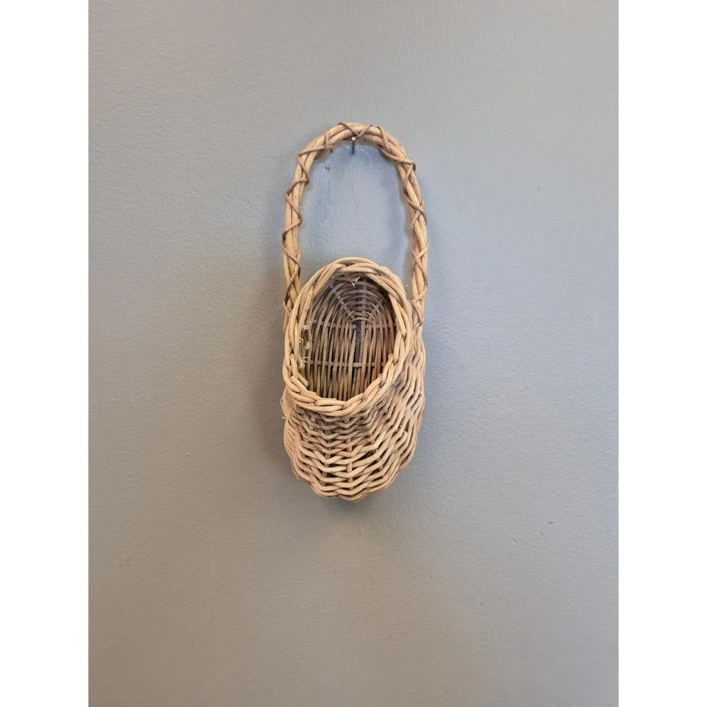 Vintage Handwoven Wicker Wall Pocket Basket 10 Boho Farmhouse Wall Planter Decor